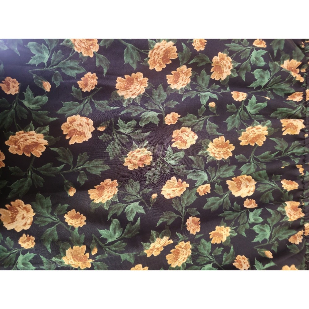 Blush Black Yellow Green Floral Tie Neck Midi High Low Sundress floral Coquette - Picture 6 of 7